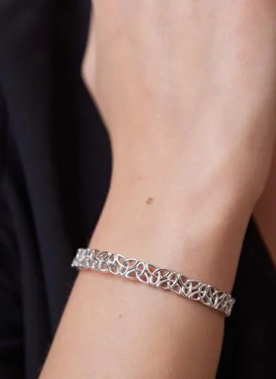 Sterling Silver Trinity Knot Drawstring Bangle